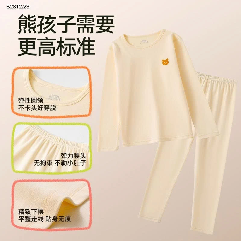 Bộ đồ thu đông giữ nhiệt cho bé 100% cotton, loại A- sỉ giá 195k