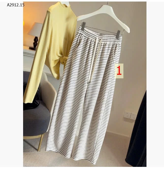 QUẦN ỐNG RỘNG KẺ SỌC LÓT LÔNG ANNA - sỉ 230k