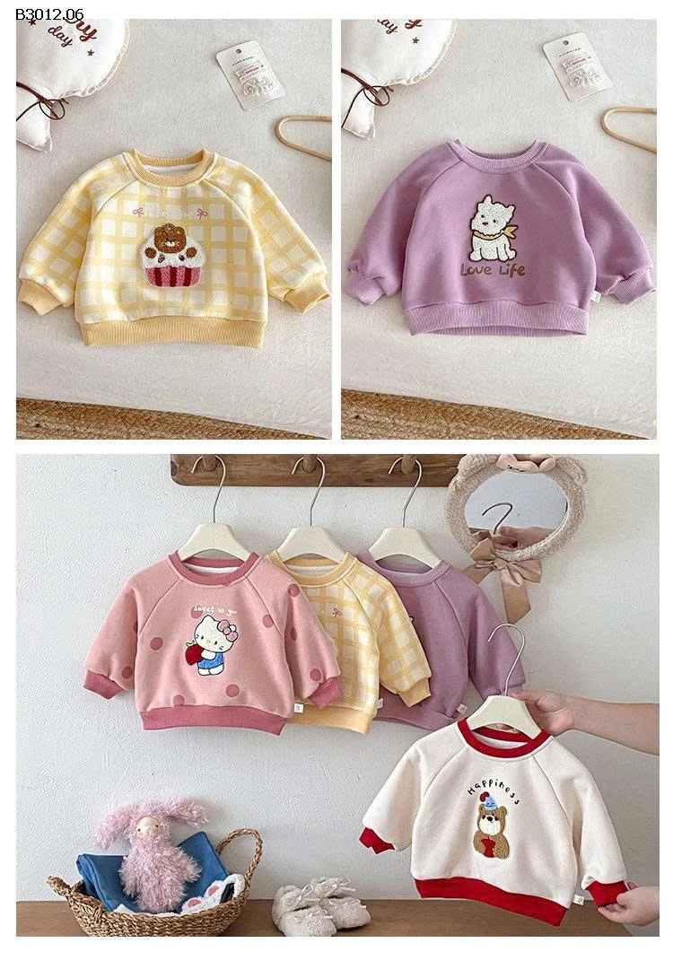 Áo nỉ trẻ em thêu họa tiết, áo len dày dặn - giá sỉ 149k