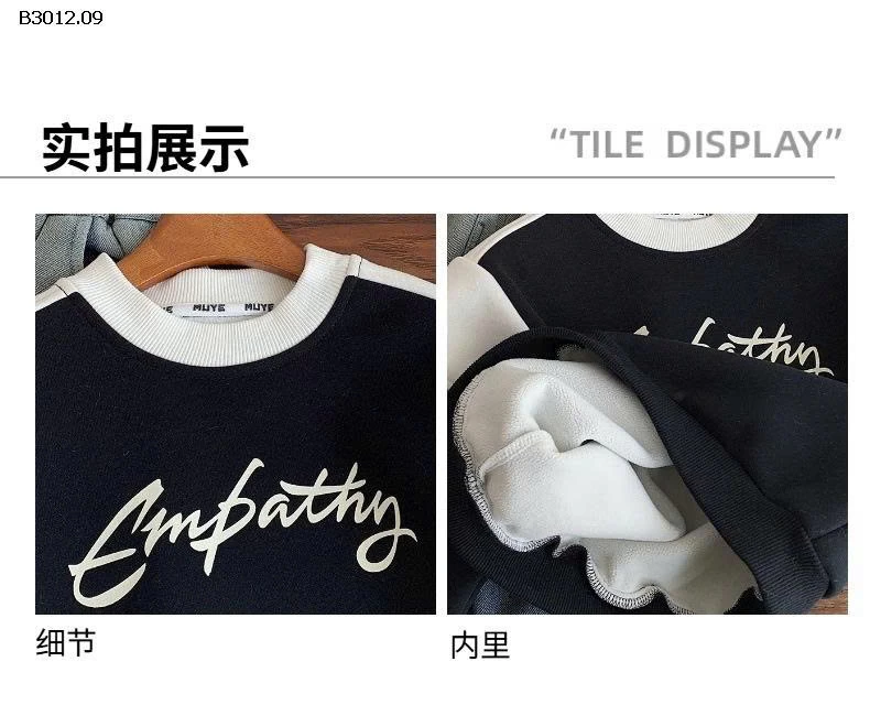 ÁO NỈ LÓT LÓT LÔNG CHO BÉ-Giá sỉ 162k