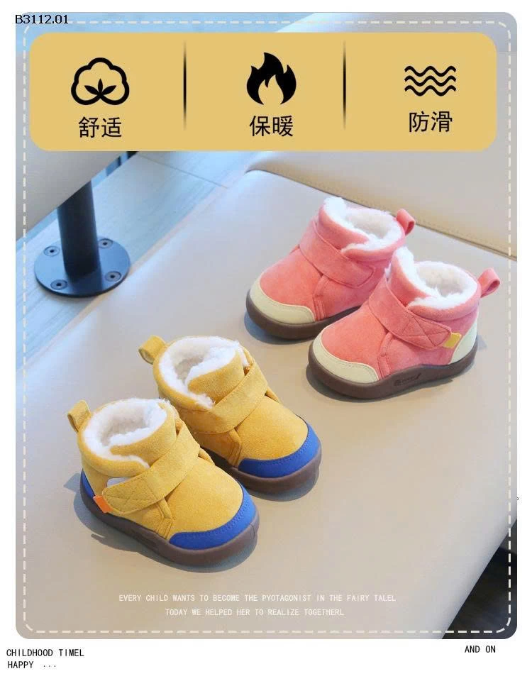 Giày bánh mì mùa đông đế mềm, lót lông cho bé -Giá sỉ 138k