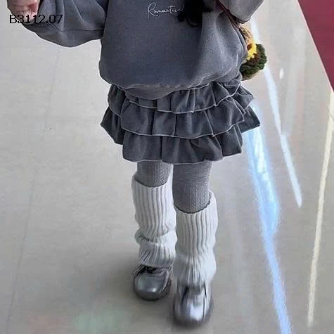 SET ÁO NỈ LÔNG MIX CHÂN VÁY TONE XÁM BG -Giá sỉ 235k