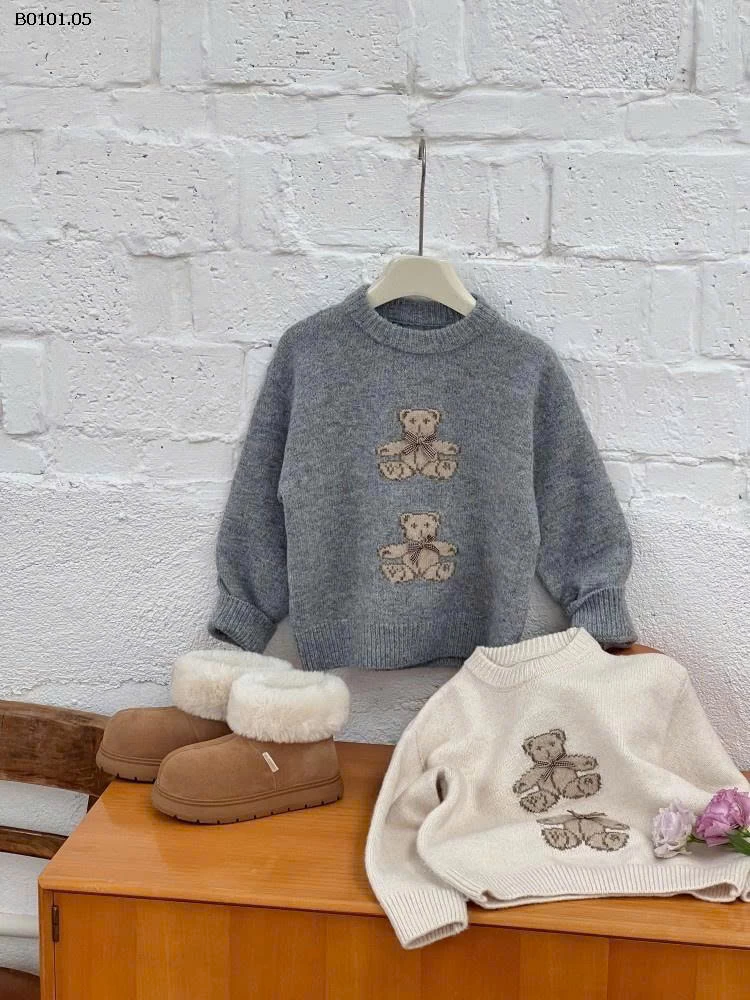 Áo len nơ 3D và hình gấu dễ thương  AMBB-Giá sỉ  sz 90-150: 186k sz 160: 203k