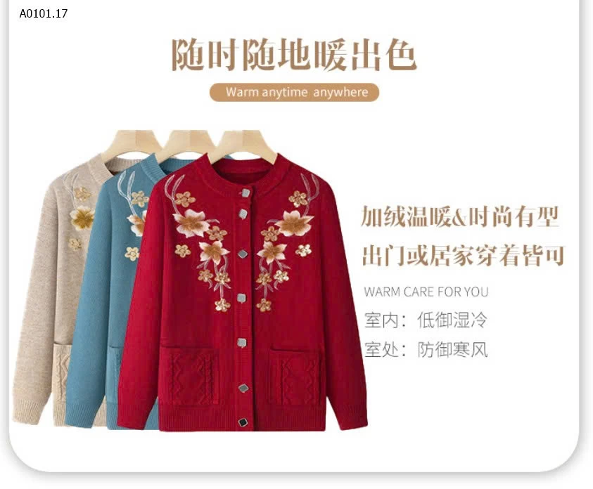 ÁO KHOÁC LEN TRUNG NIÊN CHO BÀ  - sỉ 295k