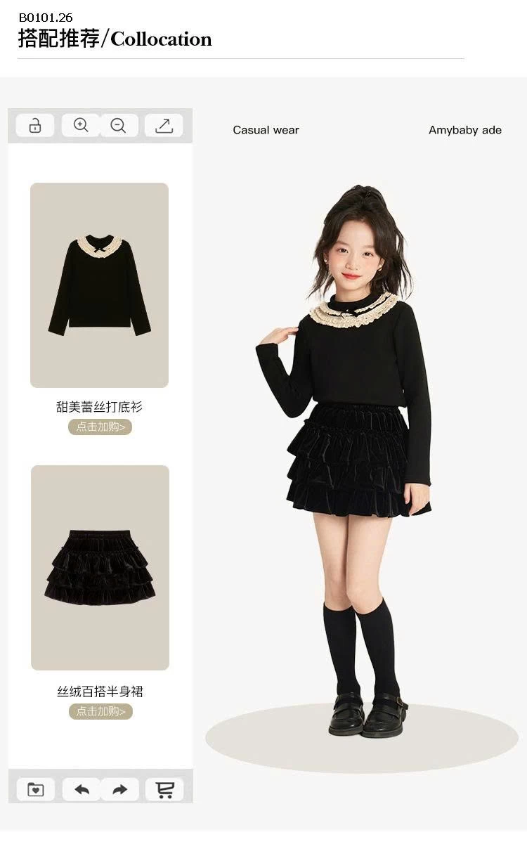 ÁO THU ĐÔNG CỔ REN AMYBABY-Giá sỉ 269k