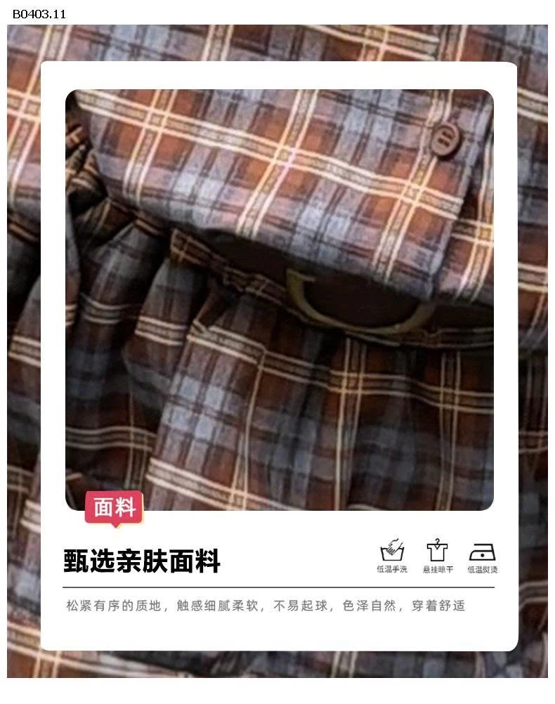 VÁY SƠ MI KẺ CARO BG - sỉ váy: 338k váy kèm khăn: 410k