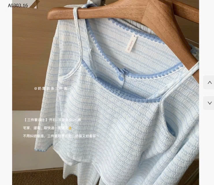 BỘ NGỦ KẺ 3 CHI TIẾT NỮ  - sỉ 265k