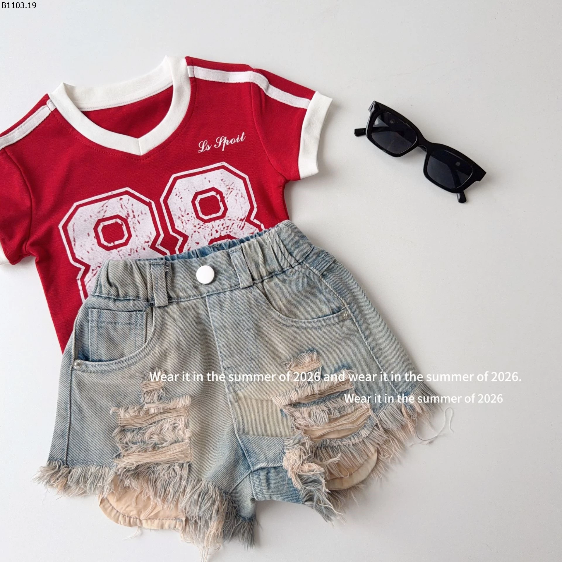 SHORT JEANS RÁCH CÁ TÍNH QKIDS sỉ 195k