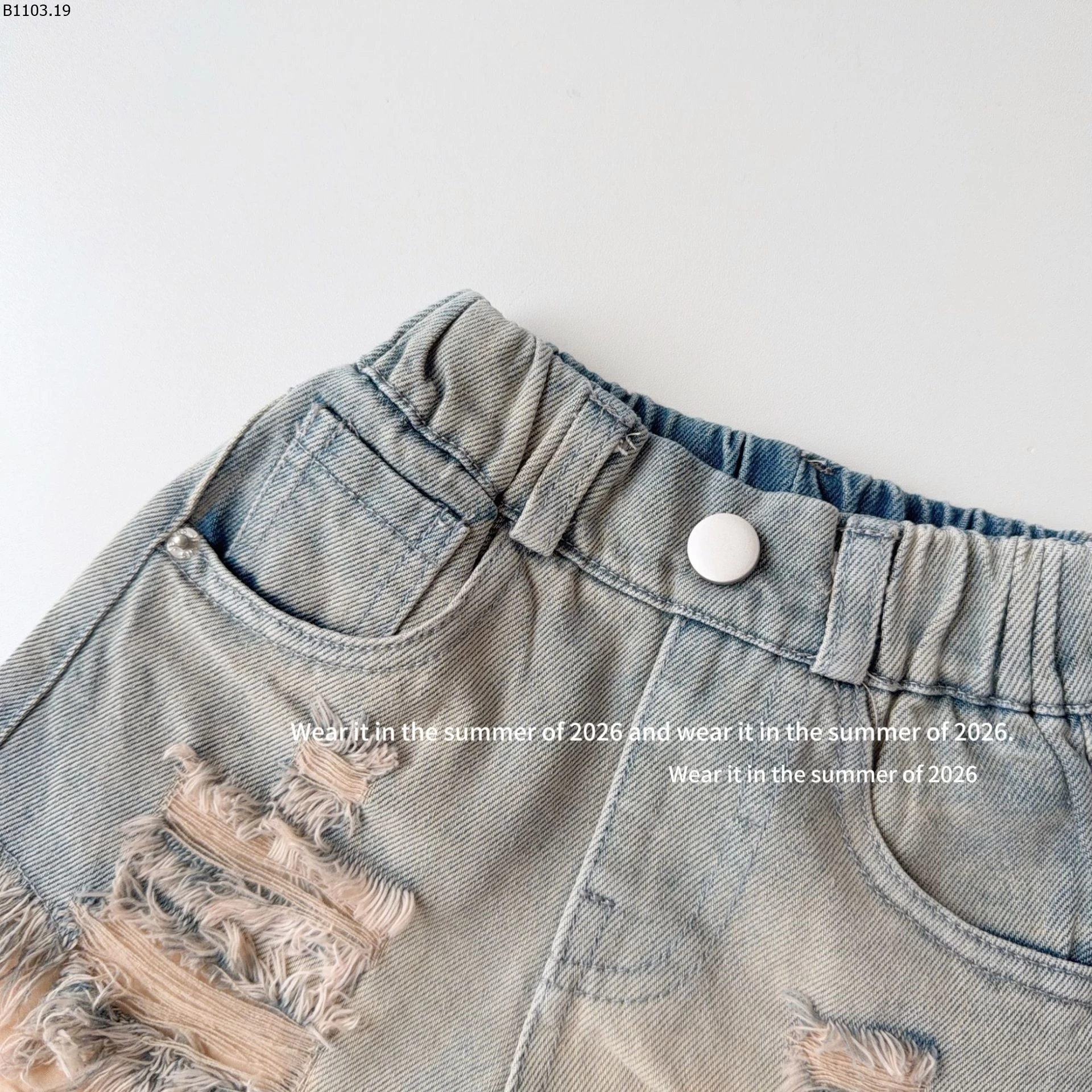 SHORT JEANS RÁCH CÁ TÍNH QKIDS sỉ 195k