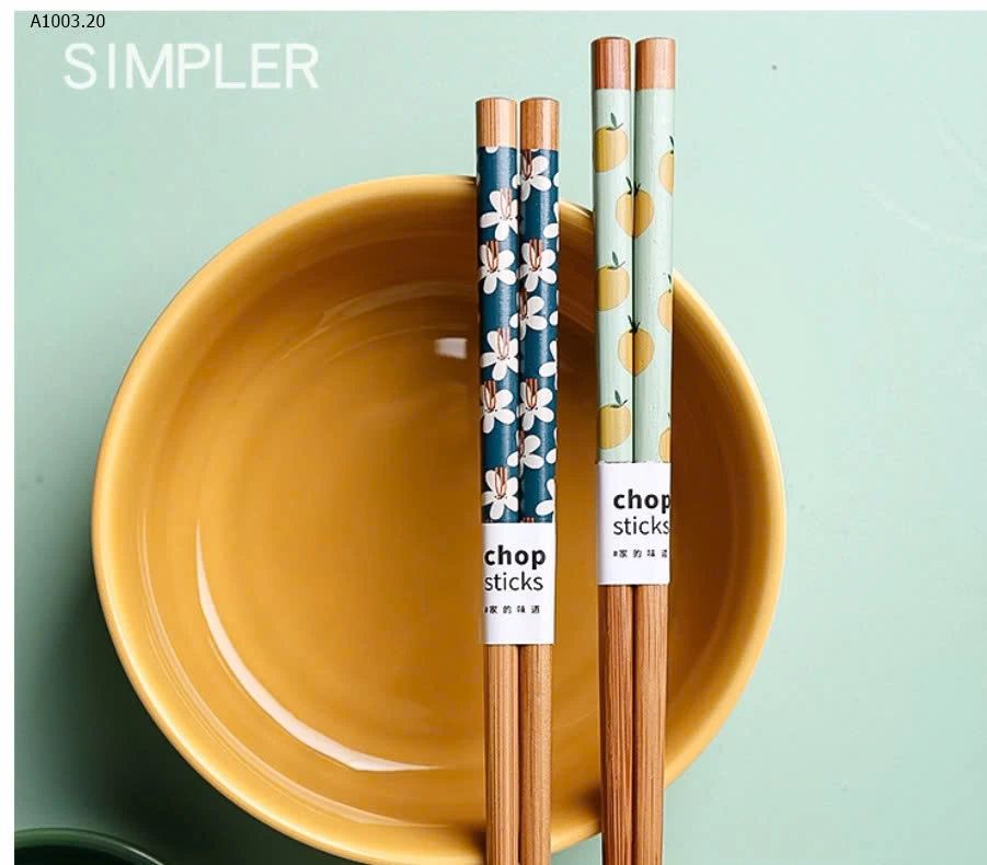 SET 8 ĐÔI ĐŨA GỖ HOA VĂN-Giá sỉ 65k