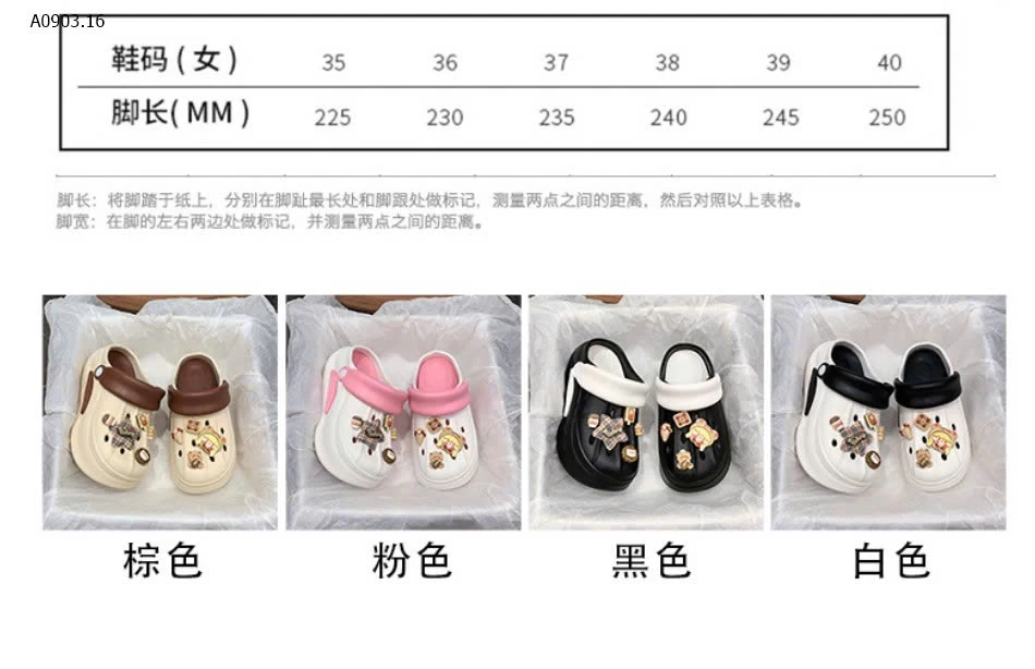 DÉP SỤC CROCS ĐÍNH CHARM CAO CẤP - sỉ 165k