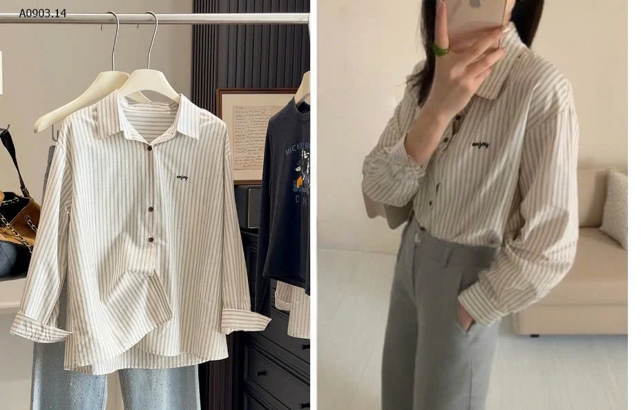 ÁO SƠ MI SỌC THÊU ANNA - sỉ 185k