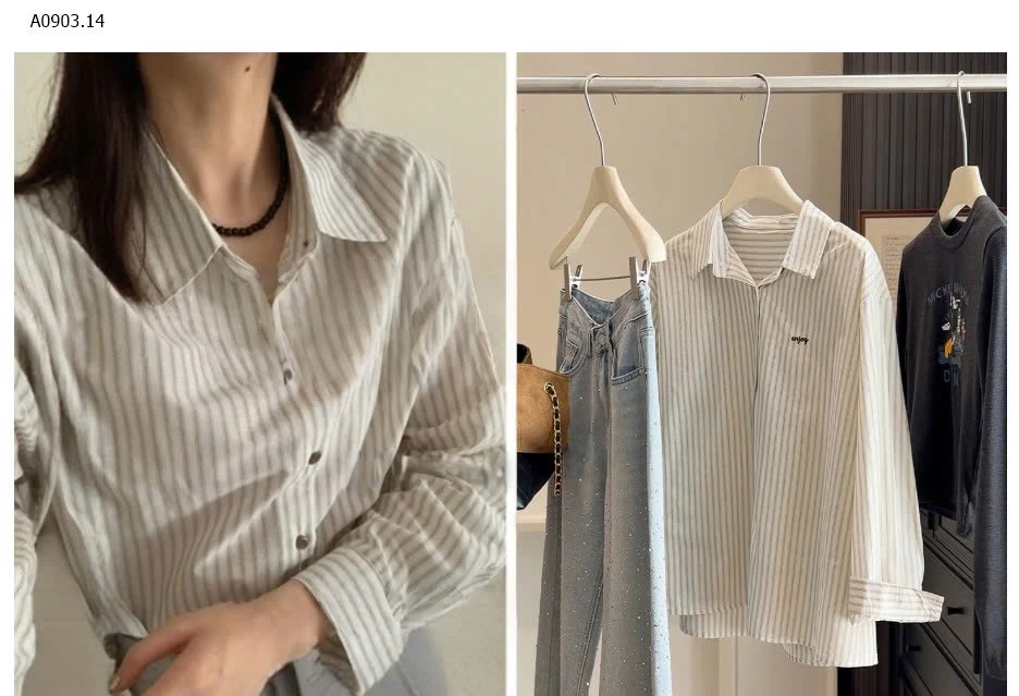 ÁO SƠ MI SỌC THÊU ANNA - sỉ 185k