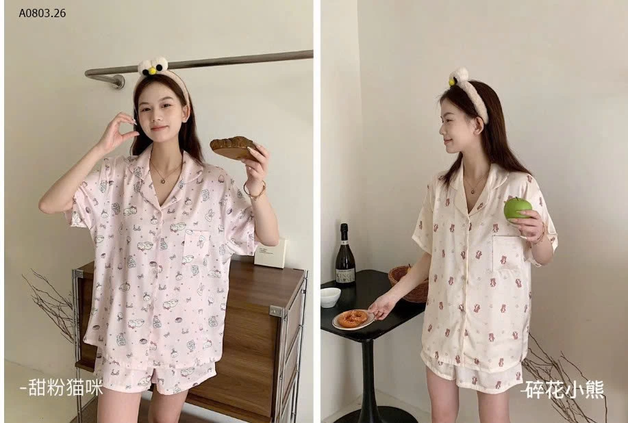 BỘ NGỦ PIJAMA CỘC TAY DỄ THƯƠNG- sỉ 215k