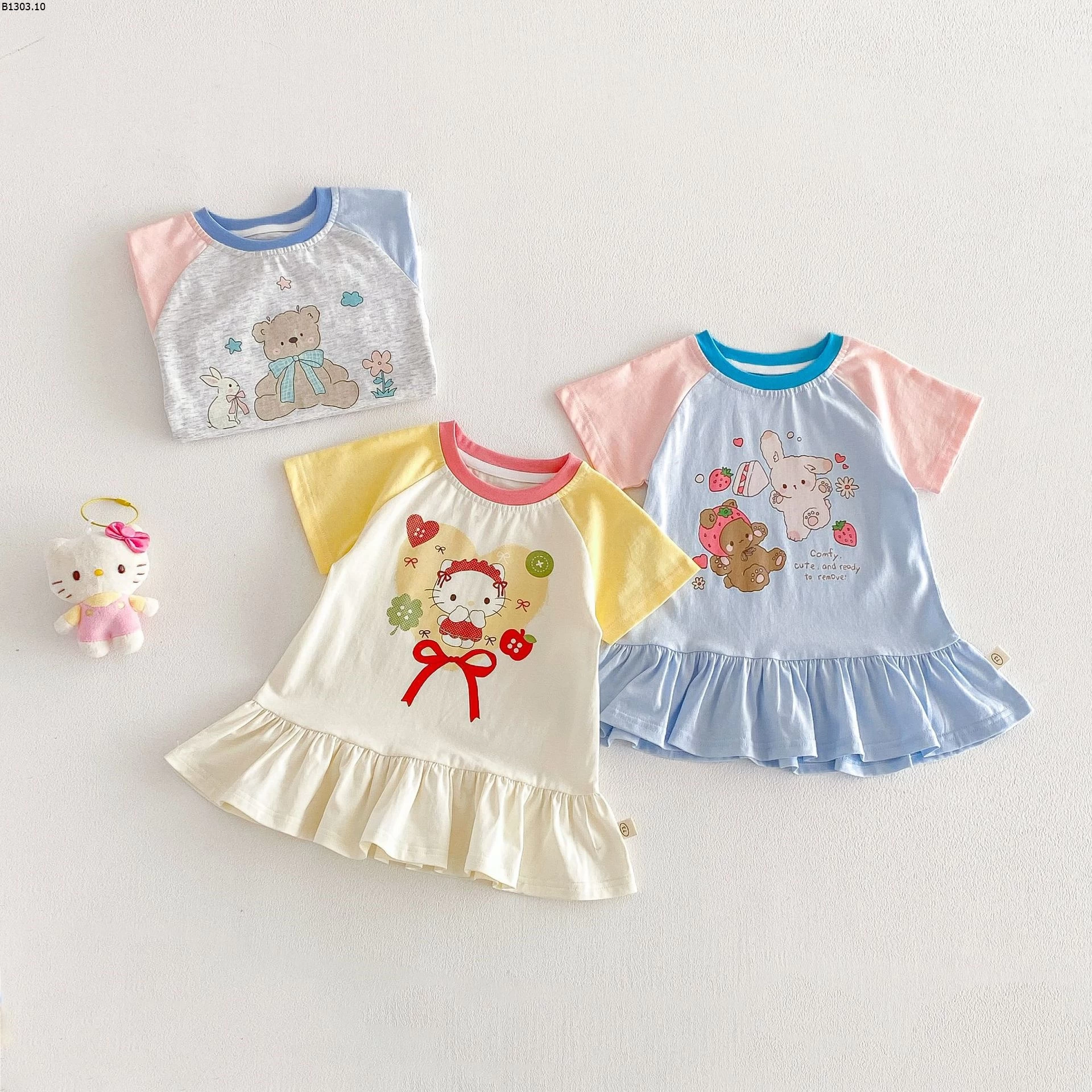 VÁY COTTON ĐUÔI CÁ PHỐI MÀU TAY Giá sỉ 139k