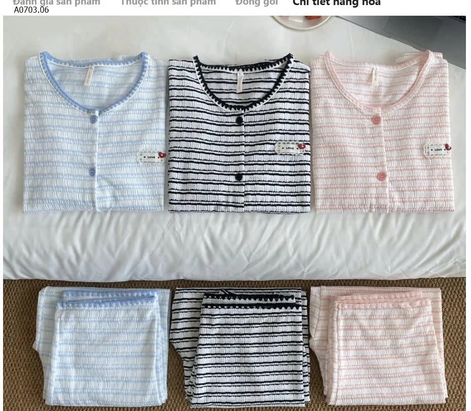 BỘ NGỦ KẺ 3 CHI TIẾT NỮ - sỉ 240k