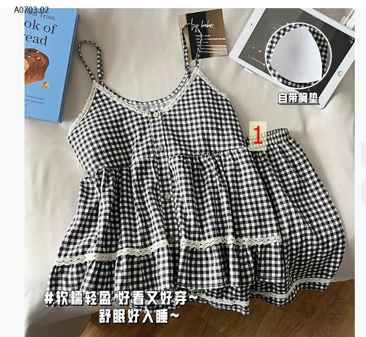 Bộ 2 dây sẵnn đệm ngực vải đũi nhăn siêu mát - sỉ 182k