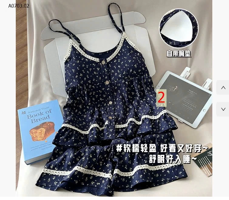 Bộ 2 dây sẵnn đệm ngực vải đũi nhăn siêu mát - sỉ 182k