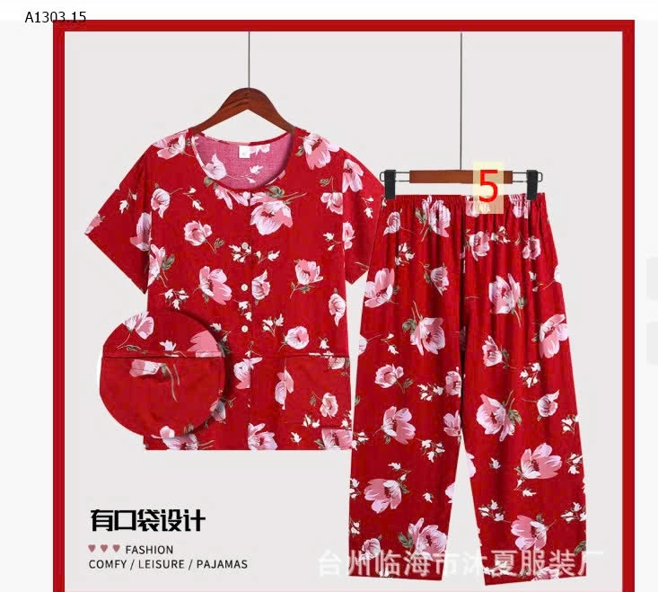 BỘ MẶC NHÀ HOẠ TIẾT HOA TRUNG NIÊN- sỉ 145k