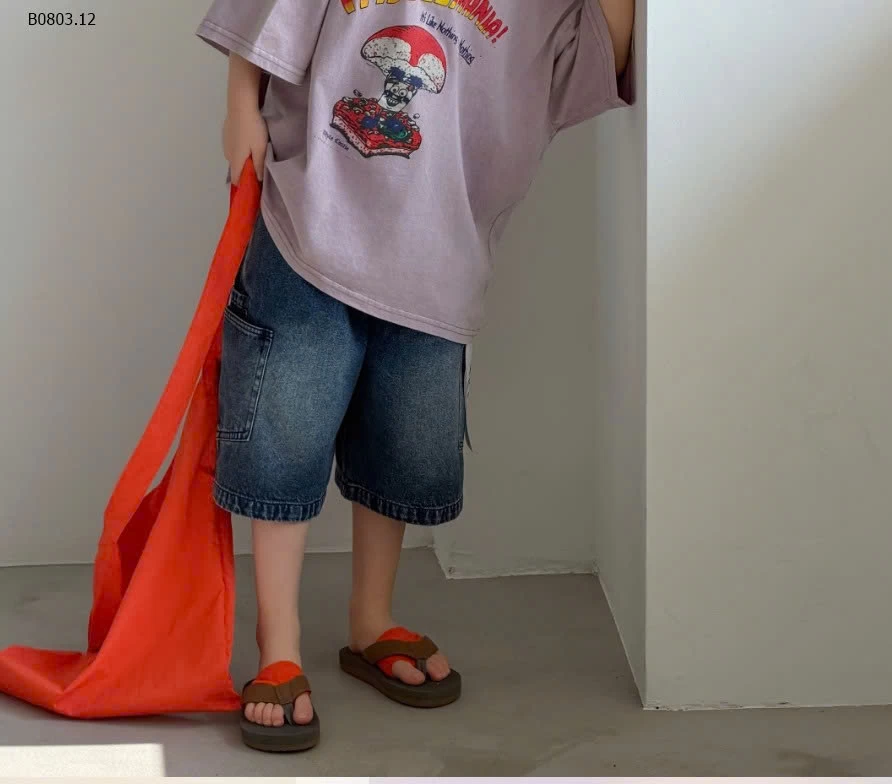 ÁO THUN TÍM MIX SHORT JEANS MÁC TÚI- Giá sỉ áo 180k, short jeans 187k