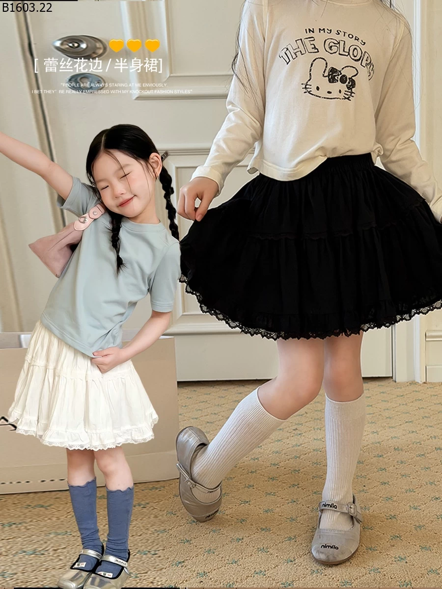 Chân váy bé gái NHÀ AMBB giá sỉ sz 100-150 : 165k sz 160 : 178k sz 170 : 190k