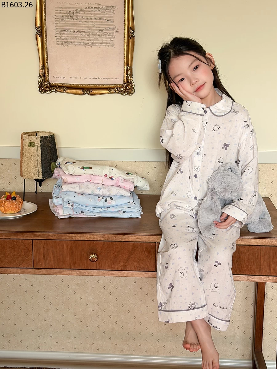 Bộ đồ ngủ hai lớp bằng cotton và gạc mềm NHÀ AMBB giá sỉ sz 100-150 : 267k sz 160 : 288k sz 170 : 312k