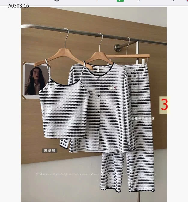 BỘ NGỦ KẺ 3 CHI TIẾT NỮ - sỉ 265k