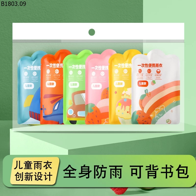 SET 6C ÁO MƯA DÙNG 1 LẦN nhỏ gọn đút túi tiện lợi gia sỉ 38k/ 6c