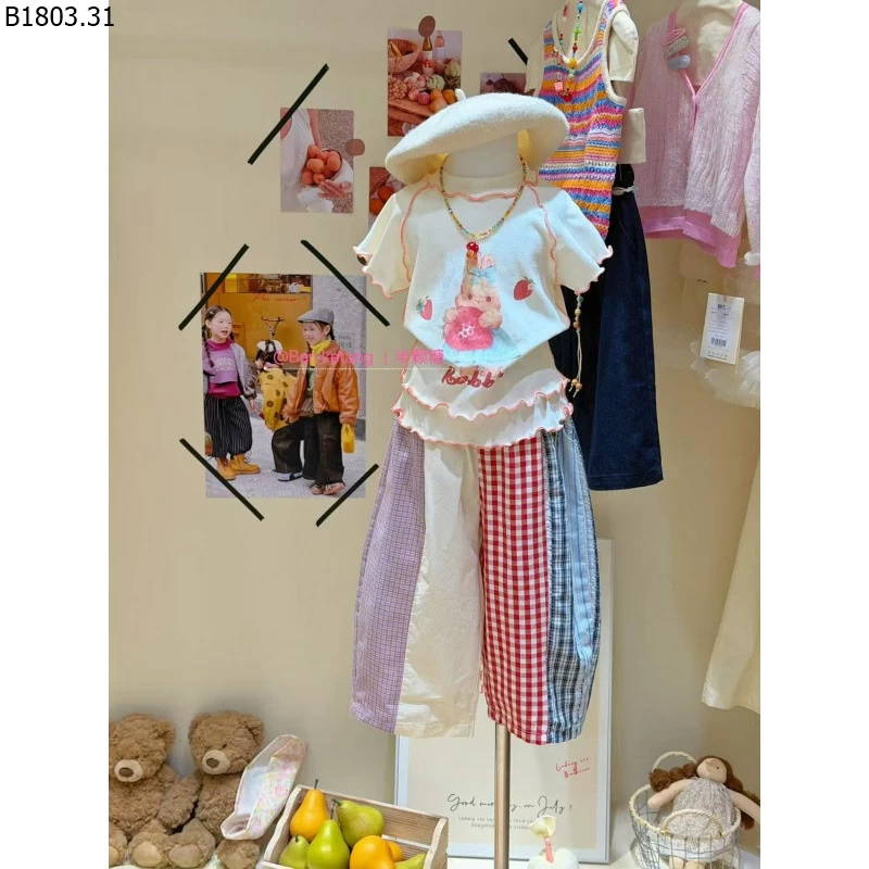 SET ÁO HỌA TIẾT MIX QUẦN PHỐI MÀU CHO BG sỉ 282k