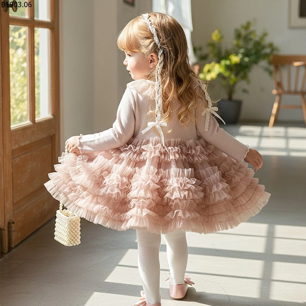 Váy lưới bồng bềnh kiểu dáng mùa xuân mùa xuân/hè 2026 giá sỉ 180k