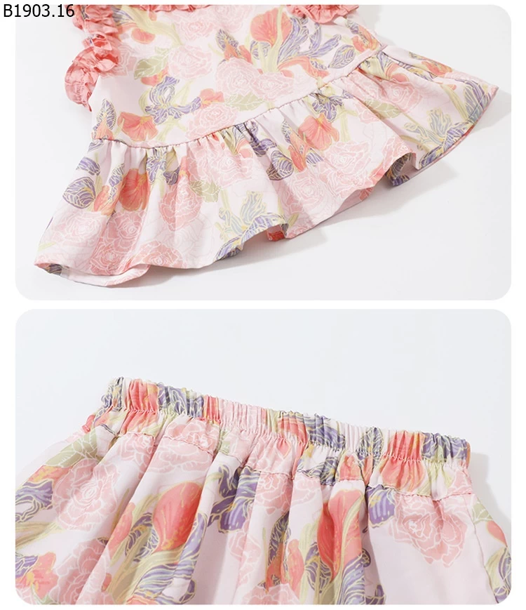 Bộ đồ mỏng họa tiết hoa cho bé gái giá sỉ 95k