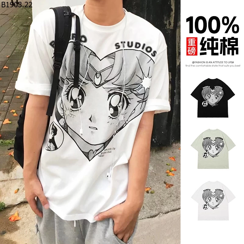 Áo thun ngắn tay cổ tròn in hình trái tim thủy thủ mặt trăng "Ranpo Can't Resist giá sỉ 149k