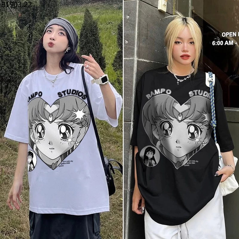 Áo thun ngắn tay cổ tròn in hình trái tim thủy thủ mặt trăng "Ranpo Can't Resist giá sỉ 149k