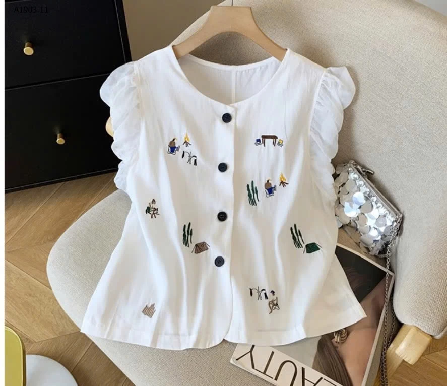 ÁO TAY BÈO THÊU HÌNH PHỐI CÚC - sỉ 215k