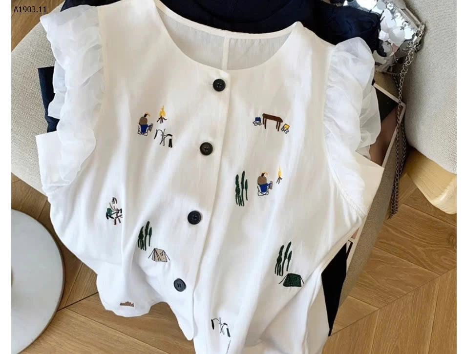 ÁO TAY BÈO THÊU HÌNH PHỐI CÚC - sỉ 215k