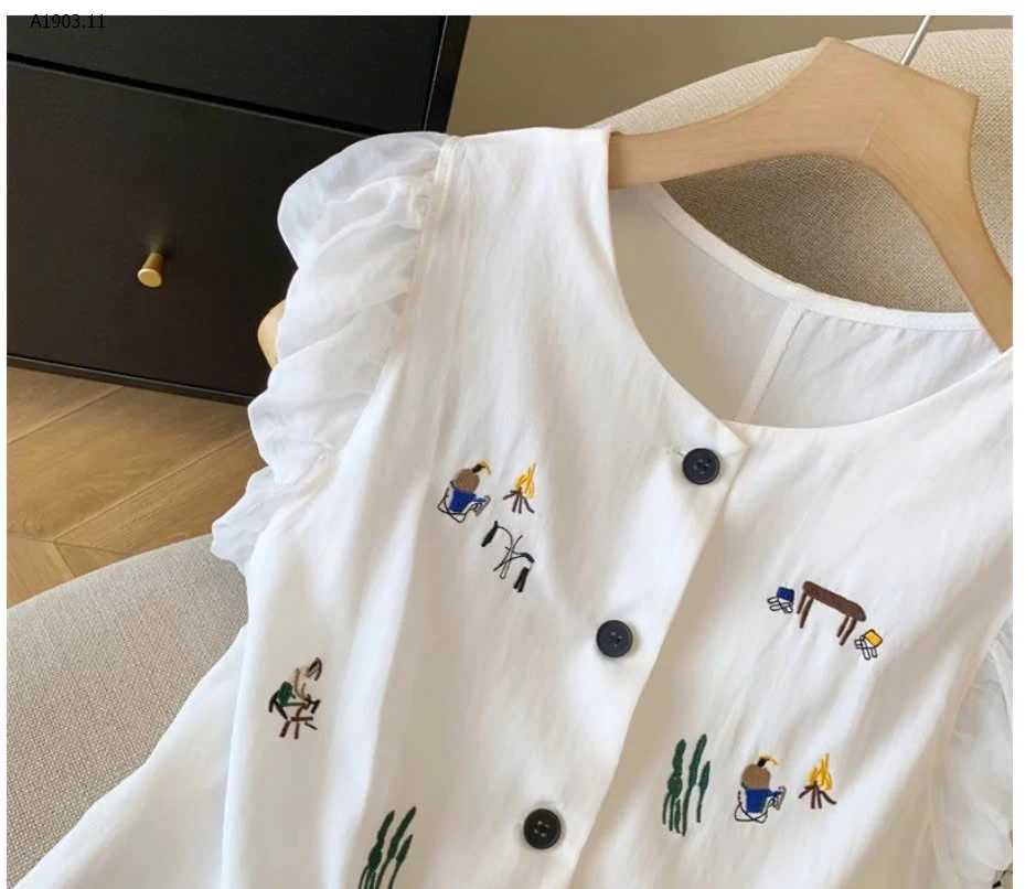 ÁO TAY BÈO THÊU HÌNH PHỐI CÚC - sỉ 215k