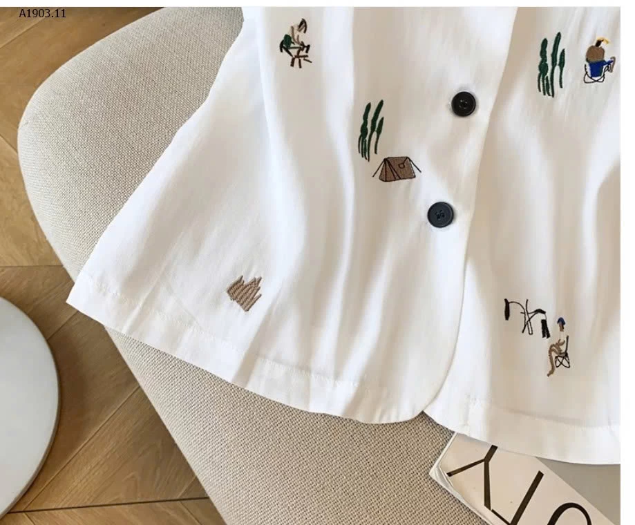 ÁO TAY BÈO THÊU HÌNH PHỐI CÚC - sỉ 215k