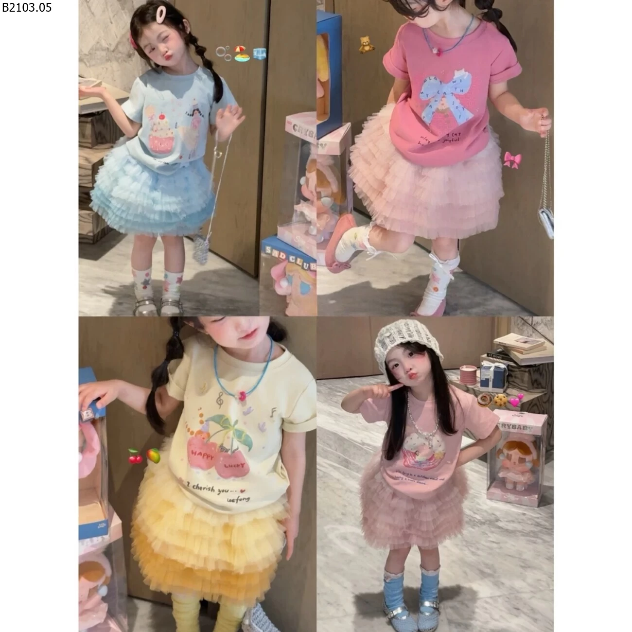 SET ÁO PHÔNG MIX CHÂN VÁY TUTU NINGLI gia si 1-4 ( áo ) --- 93k 5-7 ( váy ) --- 140k