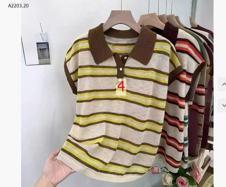 ÁO THUN POLO SỌC HÀN QUỐC CHO NỮ - sỉ 200k