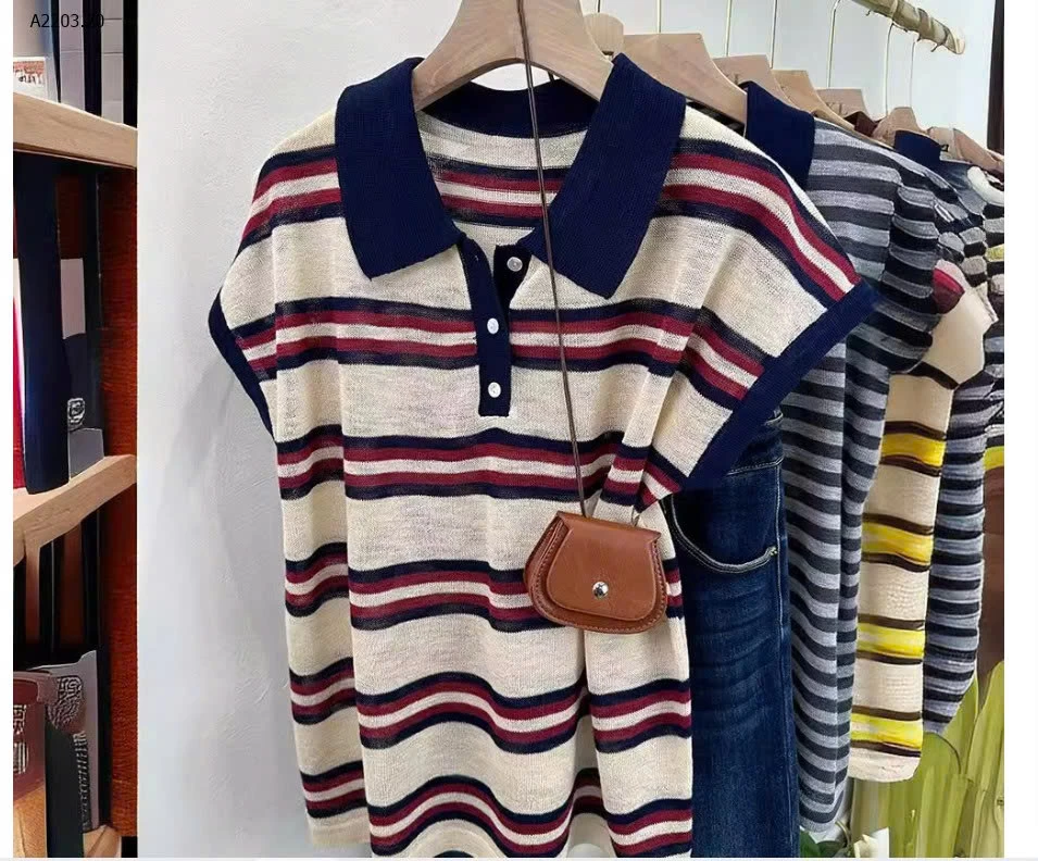 ÁO THUN POLO SỌC HÀN QUỐC CHO NỮ - sỉ 200k
