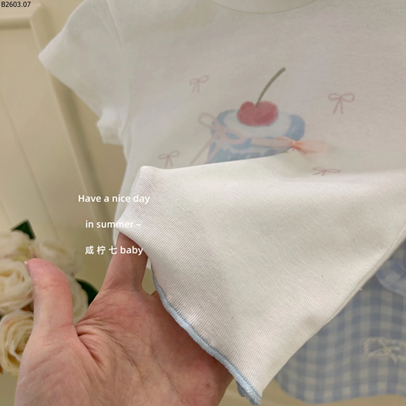 SET ÁO THUN BÁNH NGỌT MIX QUẦN CARO XANH sỉ áo = quần: 135k