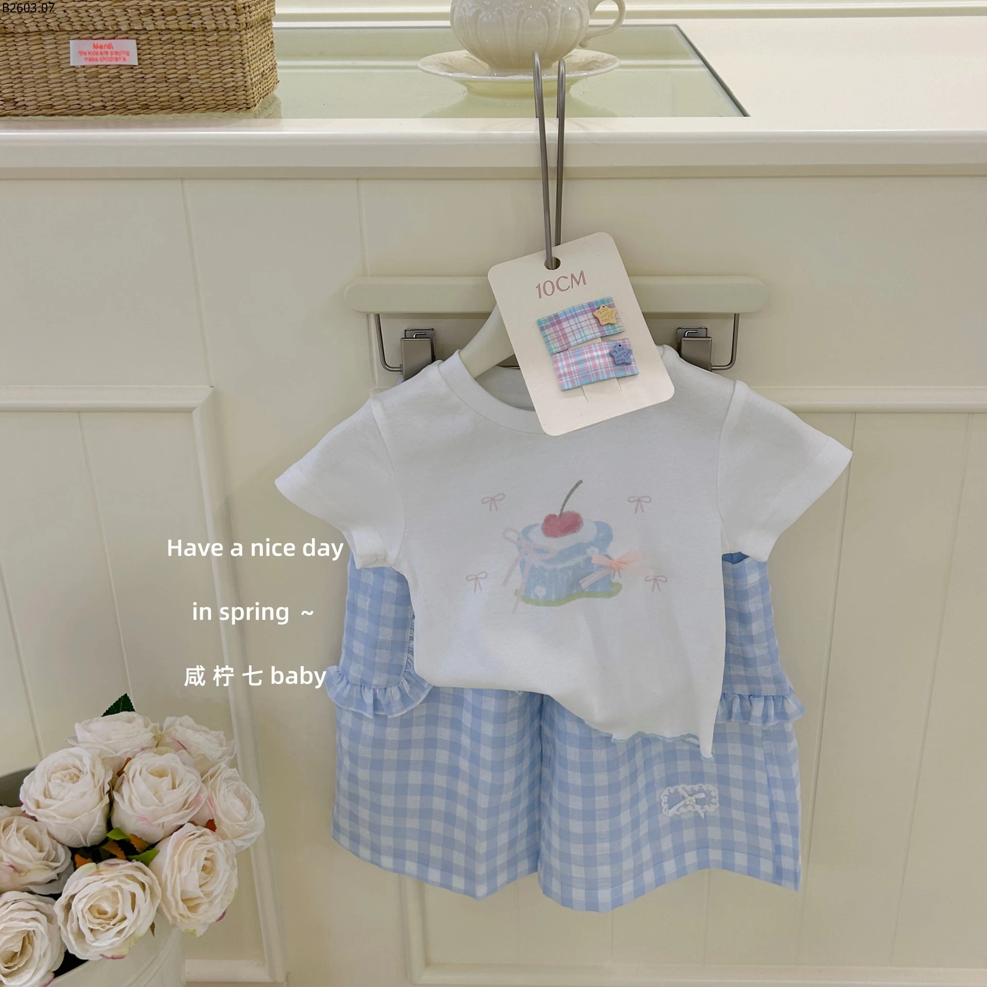 SET ÁO THUN BÁNH NGỌT MIX QUẦN CARO XANH sỉ áo = quần: 135k