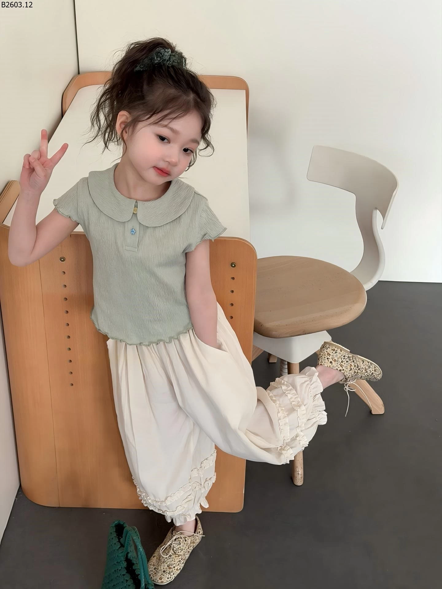 ÁO CỔ SEN MIX QUẦN VIỀN BÈO sỉ áo: 156k quần: 196k