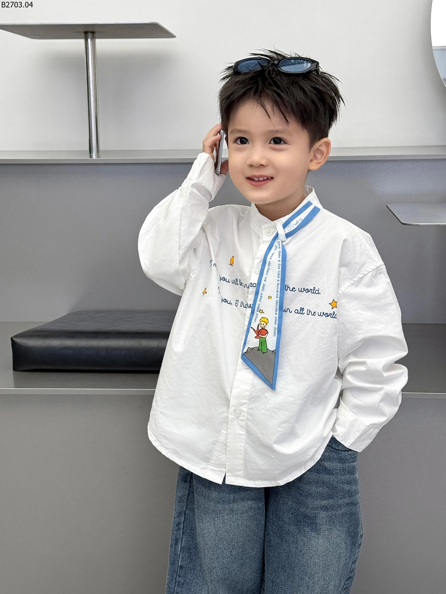 ÁO SƠ MI PHỐI CHỮ CHO BT gia si 173k