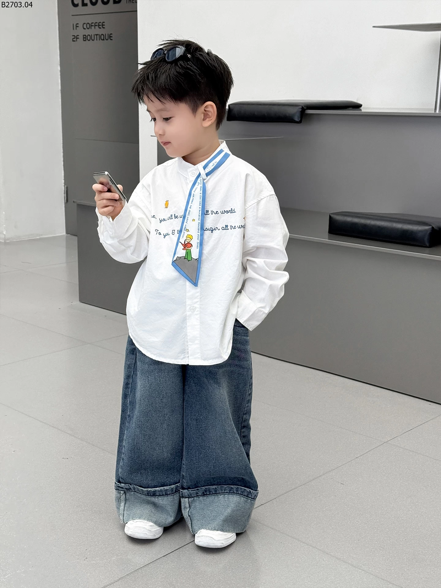 ÁO SƠ MI PHỐI CHỮ CHO BT gia si 173k