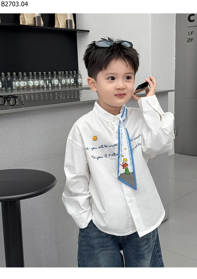 ÁO SƠ MI PHỐI CHỮ CHO BT gia si 173k