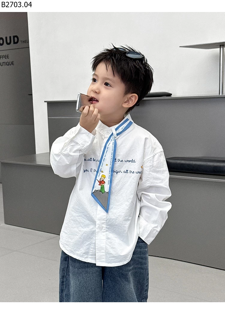 ÁO SƠ MI PHỐI CHỮ CHO BT gia si 173k