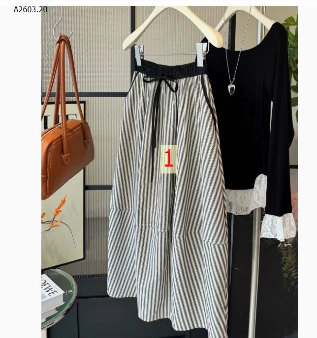 CHÂN VÁY ANNA KẺ SỌC - sỉ 187k