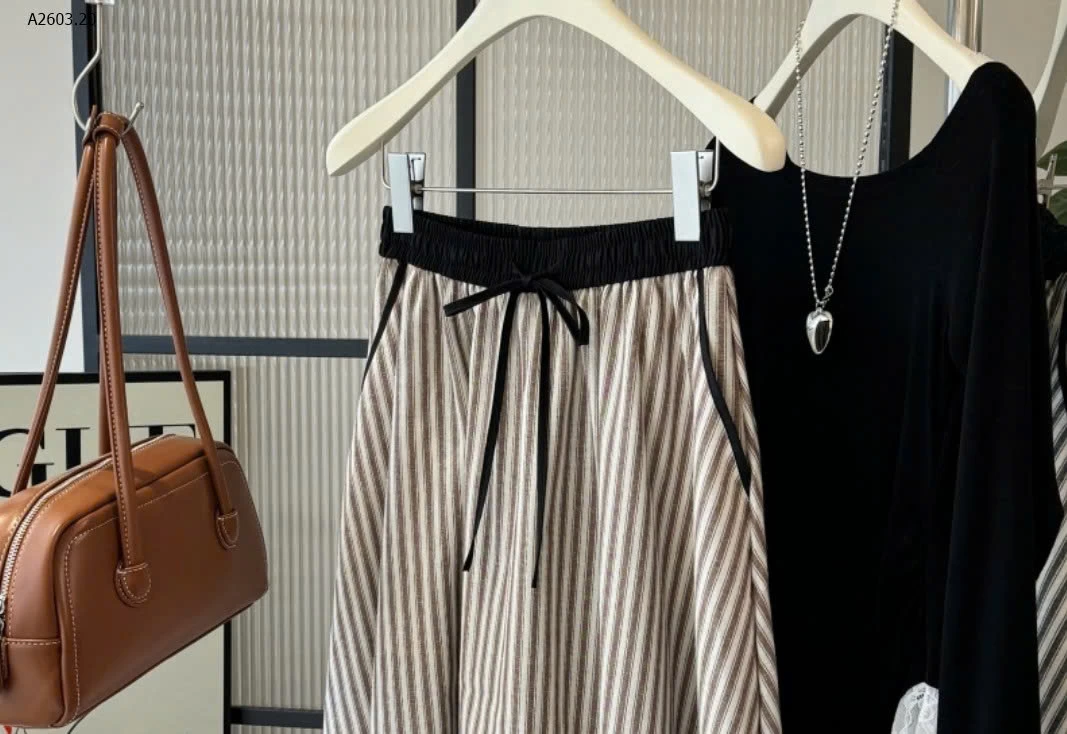 CHÂN VÁY ANNA KẺ SỌC - sỉ 187k