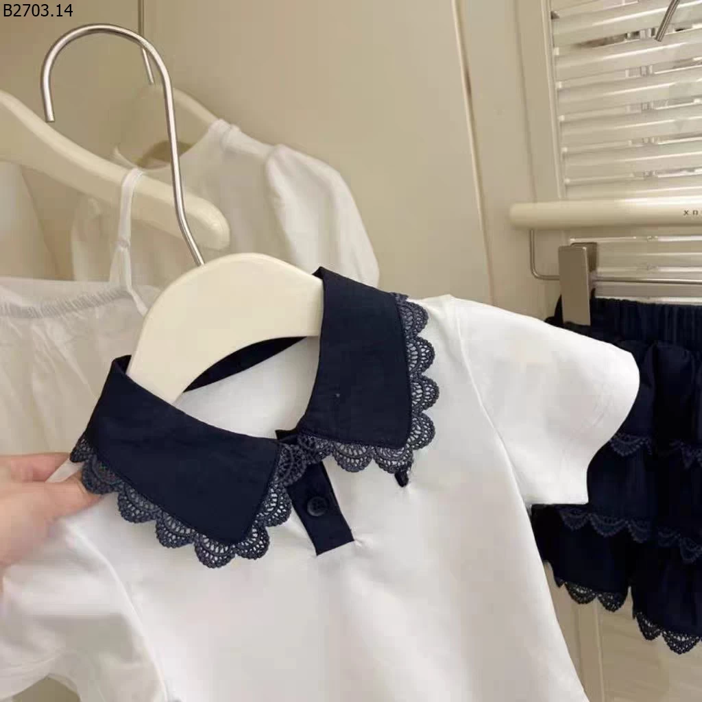 SET QUẦN ÁO POLO PHỐI REN CHO BÉ GÁI si 199k